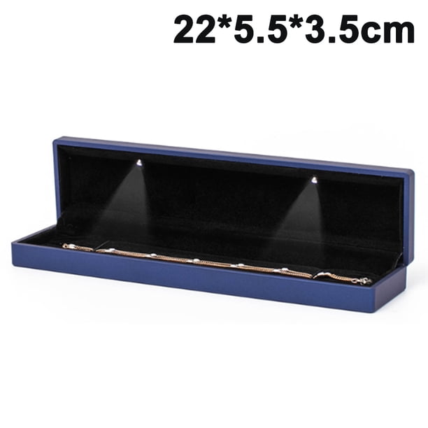 Caja de joyería para mujer, caja de almacenamiento de regalo con colgante/pulsera/collar con iluminación LED (tamaño del collar) Vhermosa 28*8*6cm