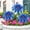 Blue, variant on Red Metal Flower Garden Stake, Weather-Resistant Metal Art Sculpture for Courtyard Lawn Patio Entryway, Rust-Proof Outdoor Ornament, Mother’s Day Birthday Gift for Mom