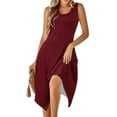 thumbnail image 5 of Women's Summer Casual Tank Dress Sleeveless Long Midi Dress with Pockets Loose Comfy Flowy A-Line Sundress Plus Size Maxi Dress Red XXL, 5 of 8