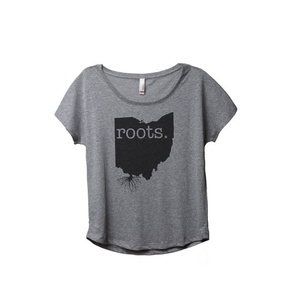 Thread Tank Home Roots State Ohio OH Women's Relaxed Slouchy Dolman T-Shirt Tee Heather Grey Small