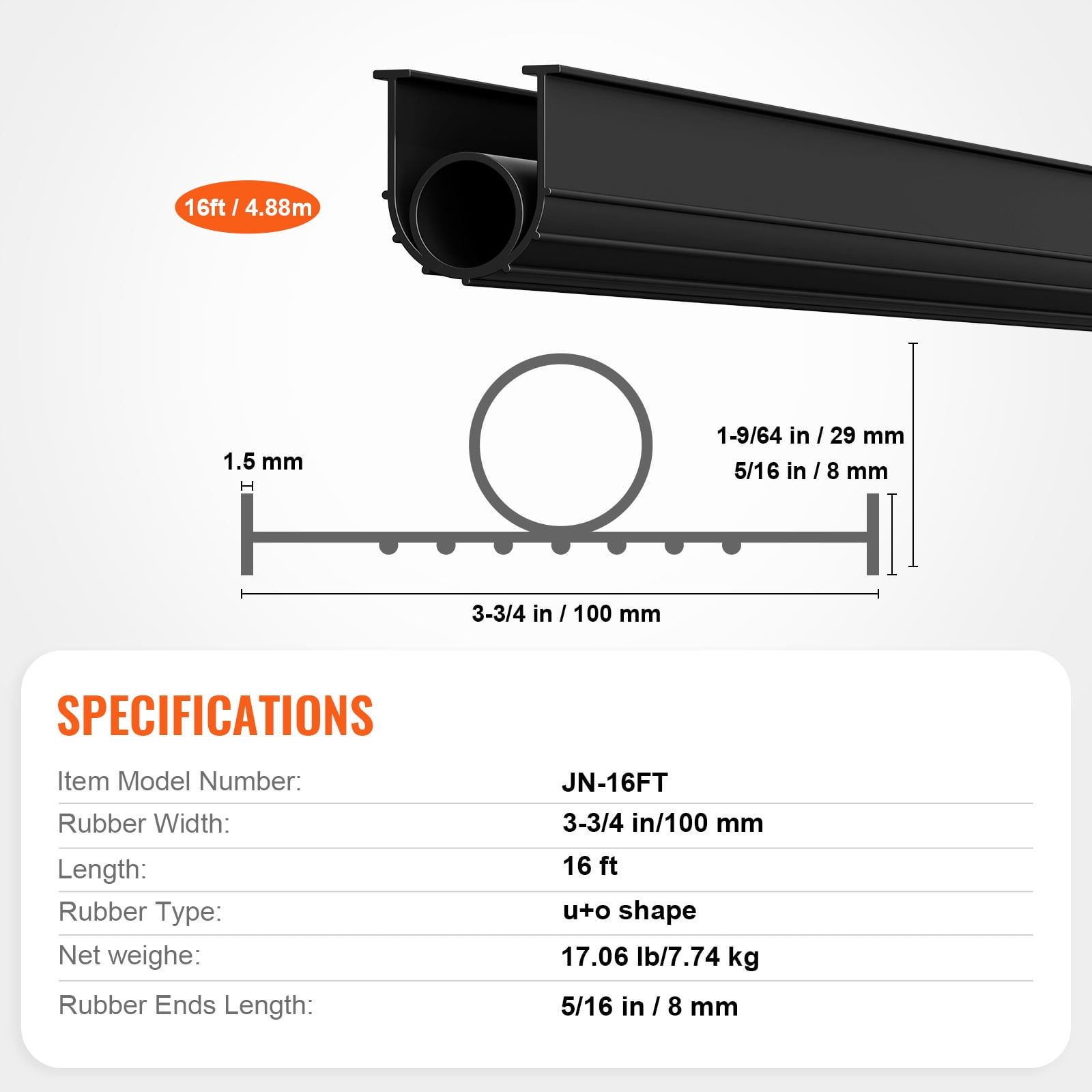 KFFKFF Garage Entryway Protection and Base Sealing Set, 16 FT U Form+O Loop Universal Garage Door Base Weatherproof PVC Strip, Paired with Climate Resistant Garage Threshold Sealing Tape, Black