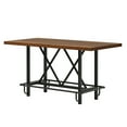 thumbnail image 2 of 63" Counter Height Dining Table for 6, Industrial Rectangular Bar-Height Table with Sturdy Metal Frame and Footrest, Rustic Brown Tall Kitchen Table for Dining Room, 2 of 8