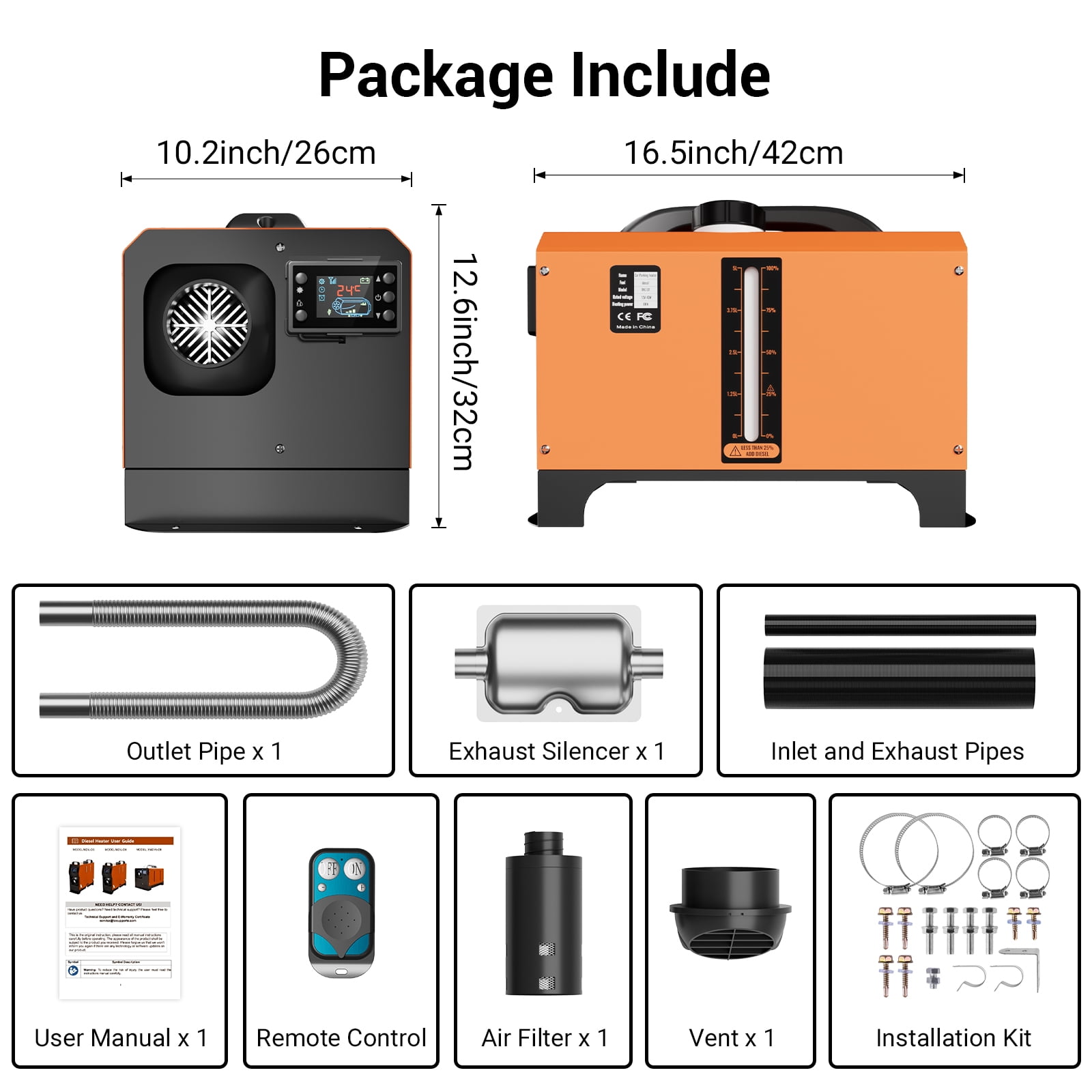 Diesel Heater 12V, Portable 8KW Air Heater with LCD Switch & Remote Control