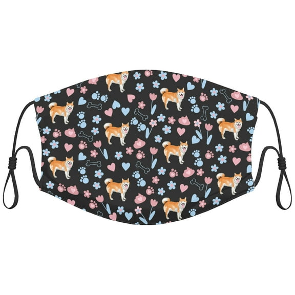 Cute Shiba Inu Dog Graphic Printed Cloth Face Masks Reusable Washable Adjustable for Adults (1 PCS)