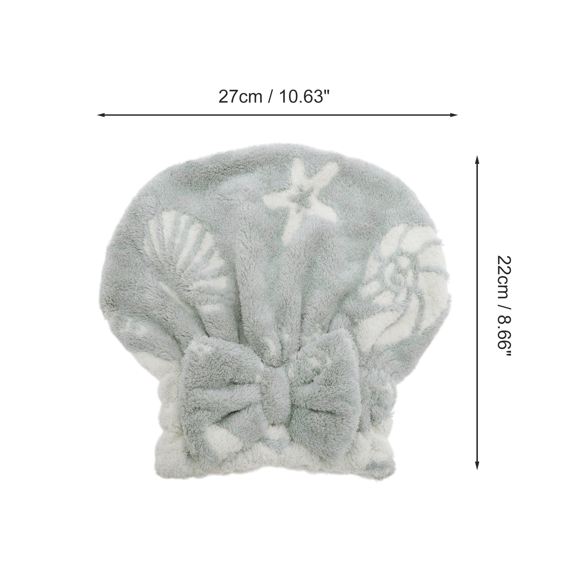 Unique Bargains Water Absorbent Bow Shells Hair Towel for Quick Drying Gray 10.63"x 8.66"