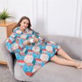 thumbnail image 5 of Oversized Wearable Blanket Hoodie,Blue Red Checkered Pattern Sherpa Blanket Hoodie with Super Pockets,Super Warm Fuzzy Pullover for Women & Men, 5 of 6