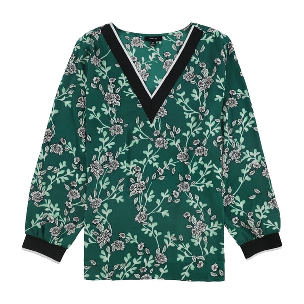 Blusa Alfani para mujer con ribete acanalado verde XX-Large
