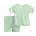 thumbnail image 1 of fatyb Garçons Filles Été Ensembles 2 Pcs T-Shirts à Manches Courtes Col Rond Shorts Ensembles de Shorts Décontractés pour Enfants, 1 of 7