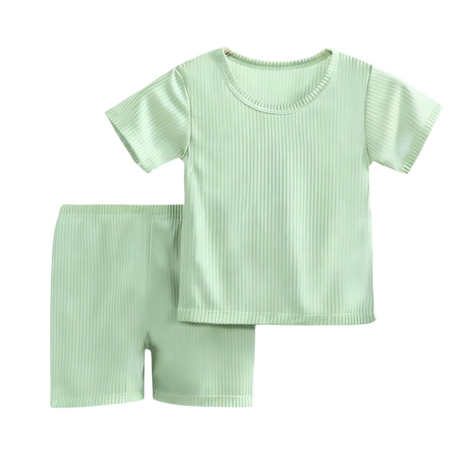 fatyb Garçons Filles Été Ensembles 2 Pcs T-Shirts à Manches Courtes Col Rond Shorts Ensembles de Shorts Décontractés pour Enfants