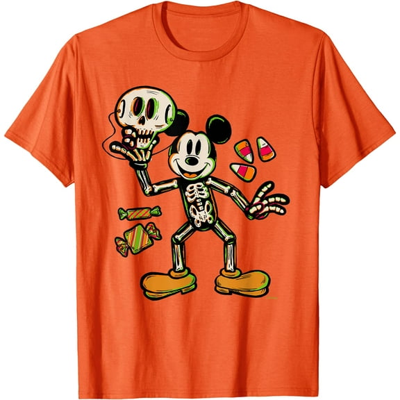 Mickey Mouse Trick & Treat Skeleton Halloween DTG Print Unisex T-Shirt