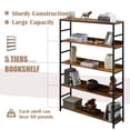 thumbnail image 5 of 5 Tier Industrial Bookshelf, Modern Wood and Metal Bookshelf, Etagere Bookcase with Back Panel, Industrial Storage Rack with Open Shelves for Living Room, Bedroom, Home Office, Rustic Brown, 5 of 9