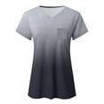 thumbnail image 7 of Summer Plus Size Tops for Womens 2025 Fashion Pockets Casual Gradient V-neck Short Sleeve Loose T-shirt Tops, 7 of 7