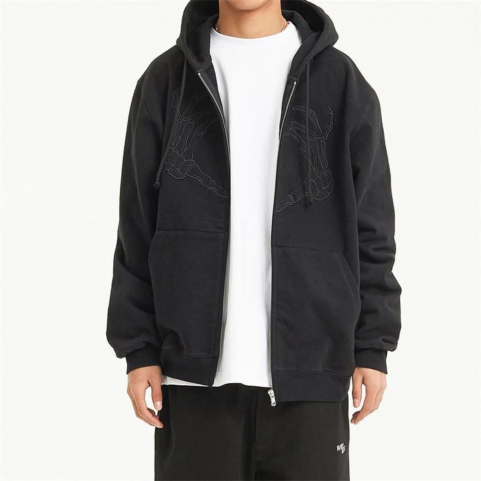 Women Man Goth Hoodie Skeleton Heart 