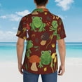 thumbnail image 4 of Pofeuu Frogs and Mushrooms Print Hawaiian Shirt for Men Sleeves Casual Button Down Summer Beach Dress Shirts T-Shirts,Small, 4 of 7