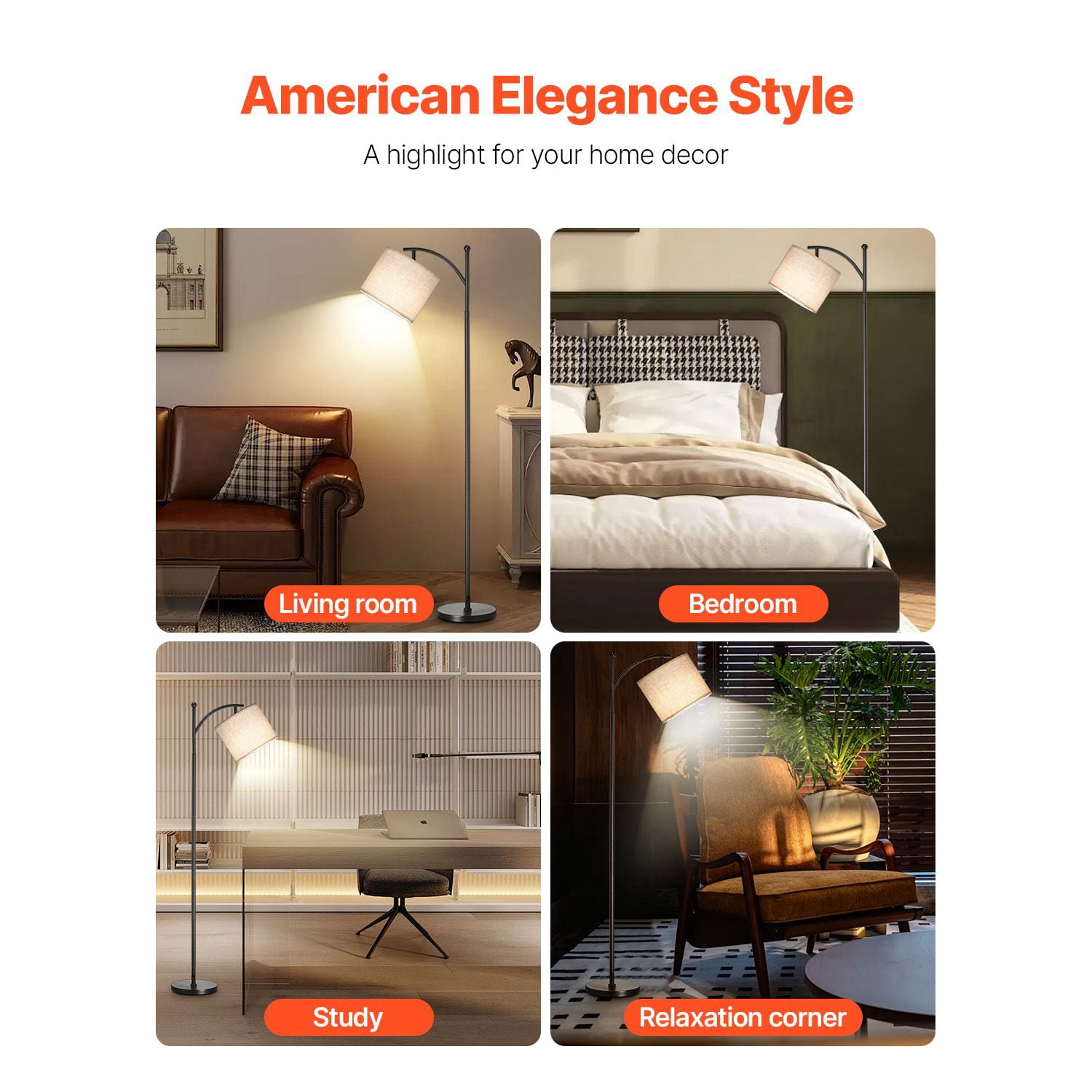Tall Floor Lamp for Living Room, Dimmable & Color Temperature Adjustable via Remote Control, Modern Standing Light