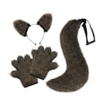 thumbnail image 2 of Conjunto de orejas y cola Salvador para niños y adultos guantes con forma de pata negro, 2 of 10