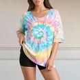 thumbnail image 5 of 3/4 Sleeve Shirts For Women Womens Gradient Color Shirts Womens Printed T Shirts Cotton Tee Shirts For Women Soft Graphic Tees Crew Neck Tshirts For Women Elbow Sleeve Tops Women Work Tops, 5 of 7