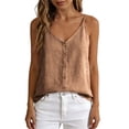 thumbnail image 7 of Fewfanhot Women's Linen Blend Button Front Cami Top, V-Neck Spaghetti Strap Casual Tank, Loose Fit Summer Camisole with Buttons, S-3XL, 7 of 7