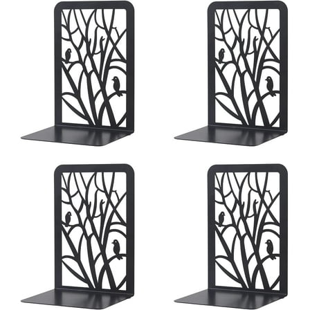 Book Ends 2 Pair Metal Bookends Supports Book Stoppers(Black)