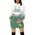 thumbnail image 1 of Chandail en Molleton d'Hiver pour Femmes, Cardigan à Col Rond Chaud, Mode Chandail Imprimé Noël, Chandail de Noël, Blouse Ample Mi-Longue, 1 of 5