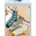 thumbnail image 5 of Zhengup 5 Pairs Womens Floral Cotton Socks Japanese Vintage Cottagecore Crew Socks Ankle Ruffled Warm Casual Dress Socks, 5 of 7
