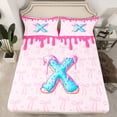 thumbnail image 2 of Feelyou Princess Ribbon Bow Queen Sheet Sets, Pink Donut Initial X Bed Set, 4 Pieces, 2 of 7