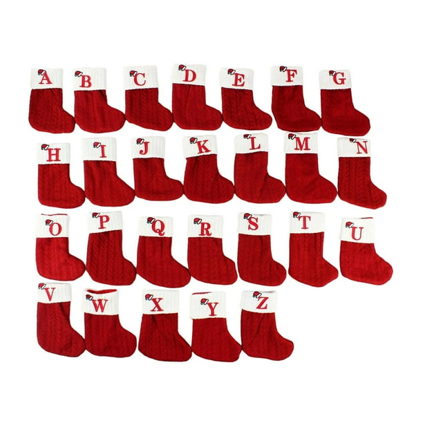 Juego de 26 medias navideñas decorativas con colgantes para bolsas de dulces, ideales para rojo