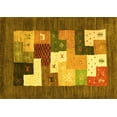 thumbnail image 1 of Ahgly Company Machine Washable Indoor Rectangle Abstract Yellow Contemporary Area Rugs, 8' x 12', 1 of 4