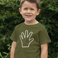 thumbnail image 4 of Fifth Birthday 5 Years Old Hand Shirt 5th Birthday Outfit for Boys and Girls White on Military Green Shirt 4T, 4 of 4