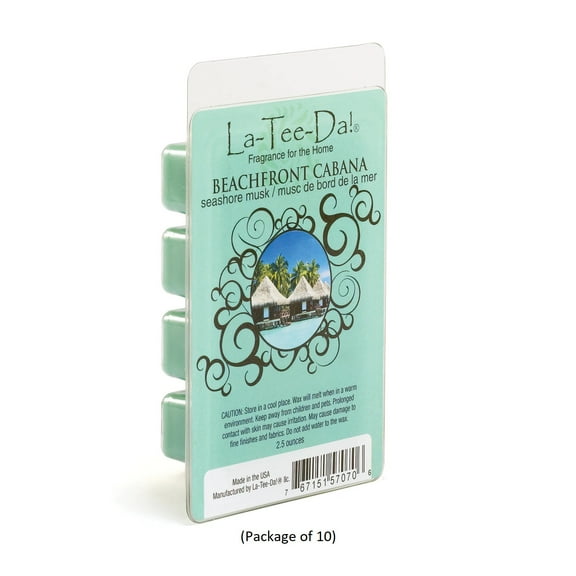 La-Tee-Da Magic Melt Scented Aroma Tarts, Bulk Pack of 10, Many Fragrances, for Use With Scent Warmer (Beachfront Cabana - Seashore Musk)