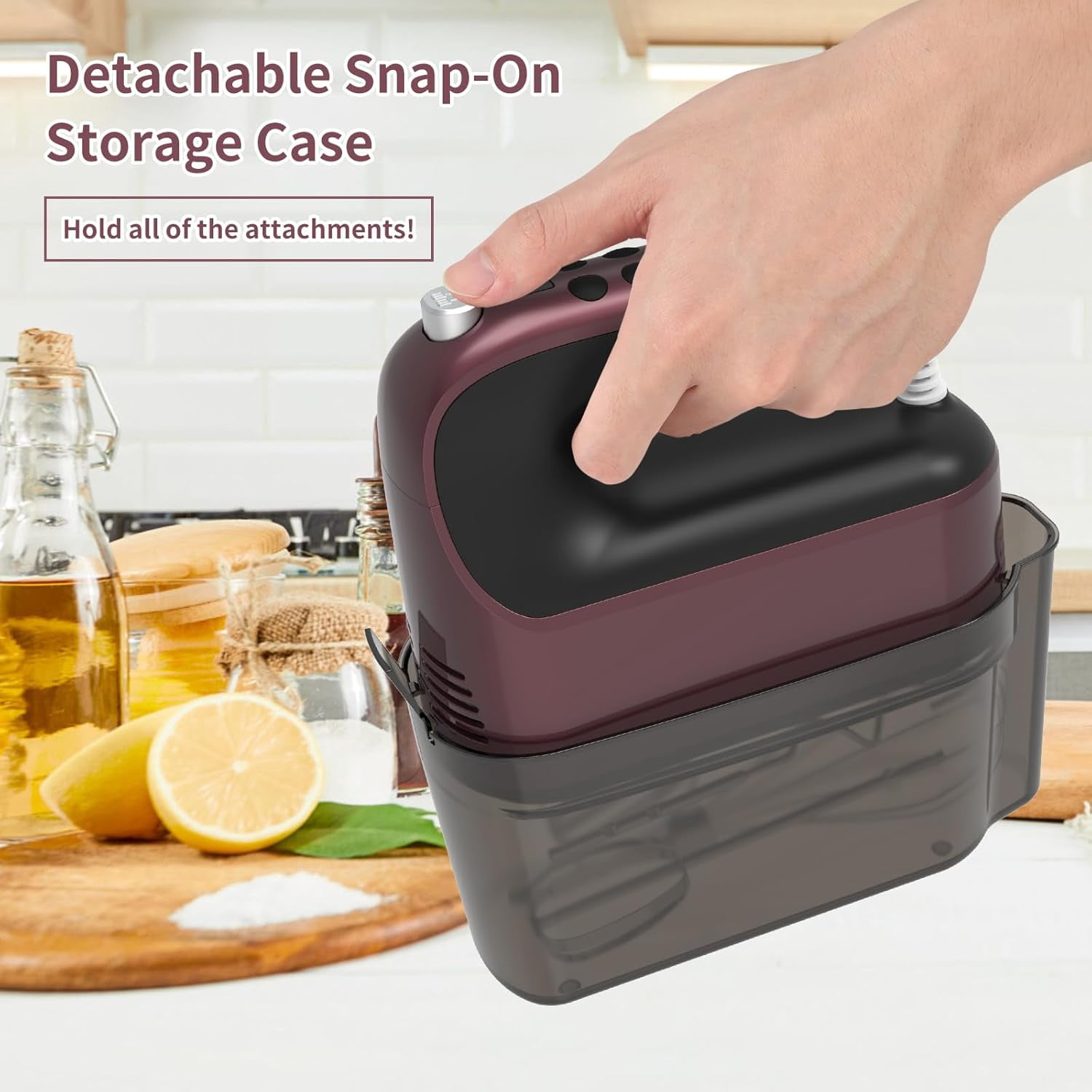 400W DC Motor Digital Hand Mixer with Storage Case, 5 Stainless Steel Accessories including Beaters, Dough Hooks and Whisk