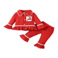 thumbnail image 1 of Pyjama de Noël pour Tout-Petites Filles Père Noël à Rayures Manches Longues Boutons Hauts Pantalons Tenues de Nuit pour Tout-Petits Ensembles 2 Pcs Rayures Rouges 12-18 Mois, 1 of 7