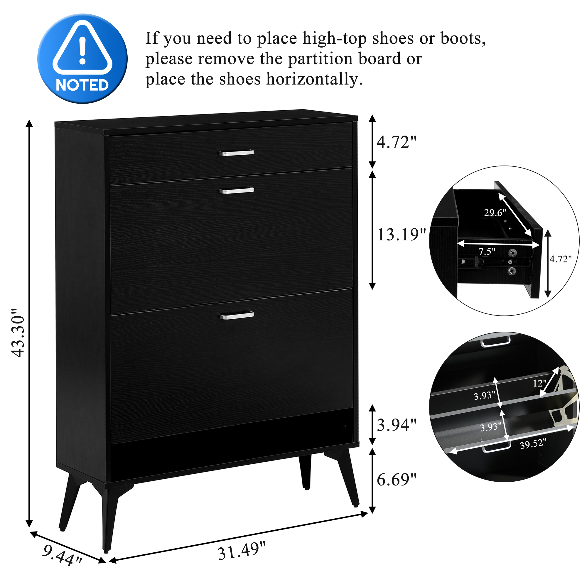 Upgrade Shoe Rack Black- Removable Panel – Haixinhome