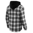 thumbnail image 3 of Men's NFL x Darius Rucker Collection by Fanatics Black Detroit Lions Plaid Flannel Quilted Full-Snap Hooded Shacket, 3 of 6