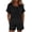 Black, variant on Womens Plus Size Short Sets Casual Cotton Linen Crew Neck Top and Shorts Matching Outfits with PocketsGreen2XL