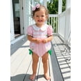 thumbnail image 5 of BemeyourBBs Baby Girls Golf Outfits Newborn Baby Girl Hospital Outfit Plaid Bubble Romper New to The Club Letter Golf Embroidery Puff Short Sleeve Doll Collar Bodysuit and Headband Set, 5 of 9