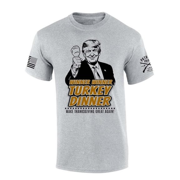 Trenz Shirt Company Trump Tshirt Trump Thanksgiving Winner Winner Trump 2024 Victory Short Sleeve T-shirt-Sports Grey-4xl