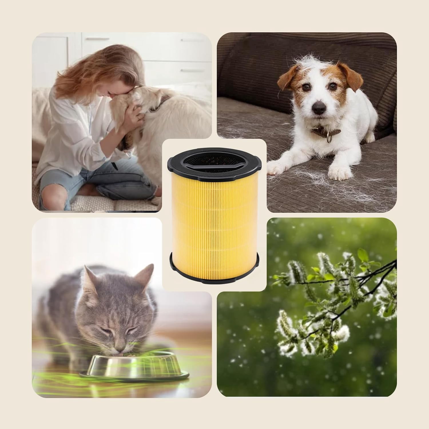 WELOV P200S/P200 Pro Pet Care Filter, 3-in-1 H13 True HEPA and High-Efficiency Activated Carbon Filter for Pet Hair, Dander, Pollen, Dust, Pet Odor, and Other Unwanted Smells