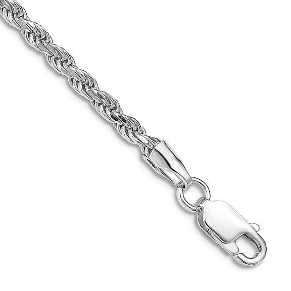 925 Sterling Silver Rhodium Plated 2.75mm Sparkle-Cut Rope Chain Bracelet 9 Inch Link Bracelet for Women and Men