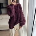 thumbnail image 2 of Suéter de cuello alto cálido de otoño para mujer, suéter básico de punto sólido coreano a la moda, suéter holgado de cuello redondo y manga larga para mujer, 2 of 5