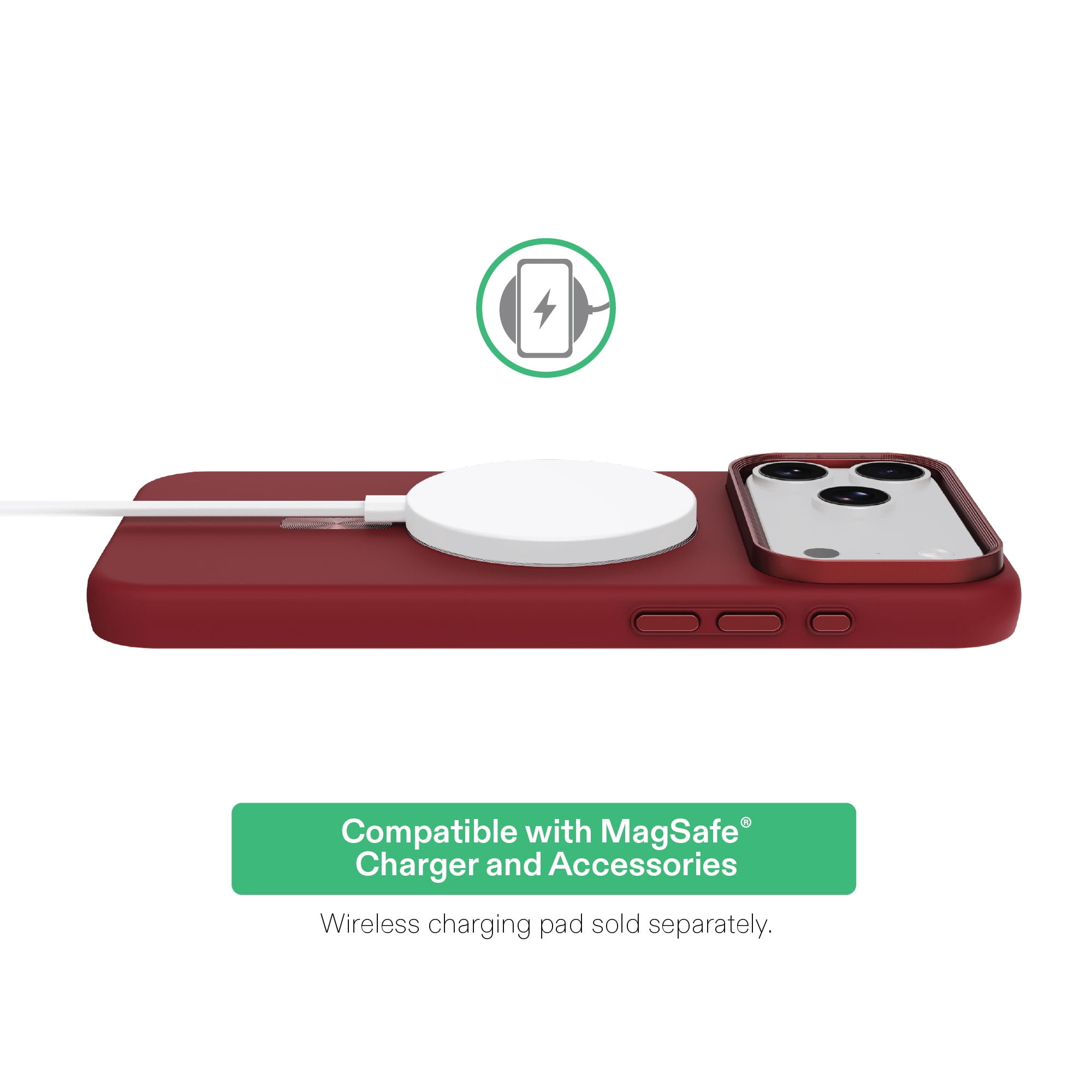 onn Soft Touch Phone Case for iPhone 18 Pro Max / 17 Pro Max, MagSafe Compatible - Deep Red