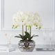 thumbnail image 4 of Orquídeas Artificiales de Tacto Real, Orquídea Phalaenopsis con Macetas de Cerámica Plateadas, para Hogar, Oficina, Baño, Sala de Estar y Decoración de Bodas, Color Blanco, 4 of 4