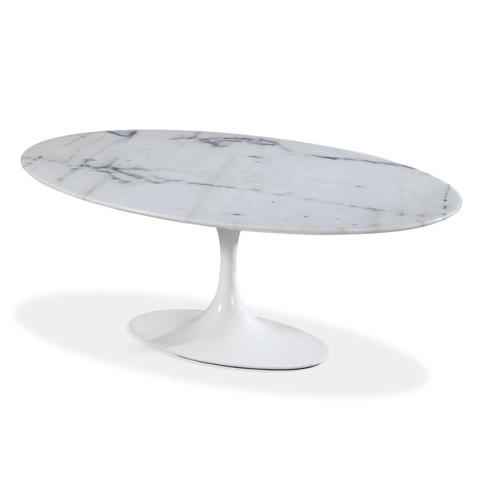 Bria Elegant Oval Dining Table with Carrara Marble Top and White Aluminum Base – A Refined and Timeless Design, Perfect for Adding Luxury and Sophistication to Modern Dining Spaces"