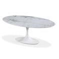 thumbnail image 3 of Bria Elegant Oval Dining Table with Carrara Marble Top and White Aluminum Base – A Refined and Timeless Design, Perfect for Adding Luxury and Sophistication to Modern Dining Spaces", 3 of 4