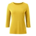 thumbnail image 4 of Women's Tops Crew Neck Tops Yellow Long Sleeve T Shirt Womens Basic Tops Womens Fall Shirt, 4 of 6