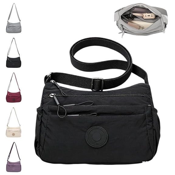 Women's Solid Color Fashionable Multi-pocket Zipper Crossbody Bag,Multi-pocket Zipper Pocketbooks Shoulder Bags