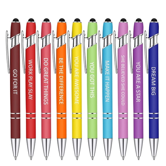 10-Pack Inspirational Ballpoint Pens, Motivational Quote Writing Pens for Office and Home, Smooth Ink Retractable Pen Set B#003 A