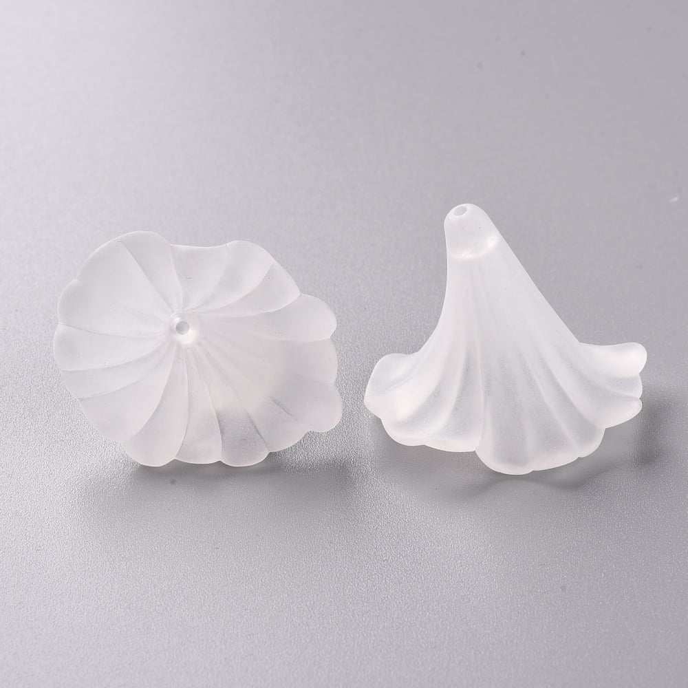500gs Transparent Acrylic Beads Calla Lily Frosted Clear 40.5x33x35mm Hole: 1.8mm about 135pcs/500g