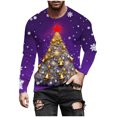 thumbnail image 5 of Christmas Tees For Men Crew Neck Xmas Graphic Print Long Sleeve Pullover Casual Stylish Holiday Funny Tops (L, Purple-C), 5 of 5
