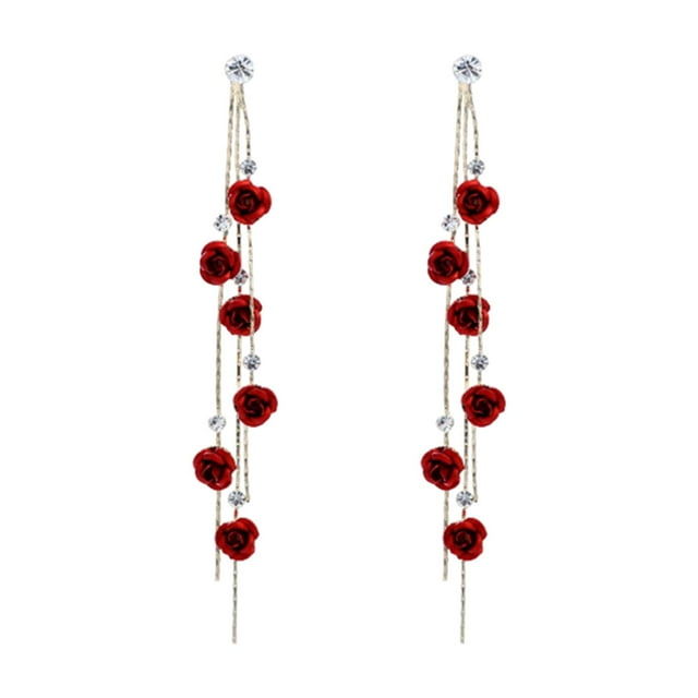 segolike Boucles d'Oreilles Charme Tendance Boucles d'Oreilles Florales Boucles d'Oreilles Rose pour Femmes Mariages à la Plage Rouge